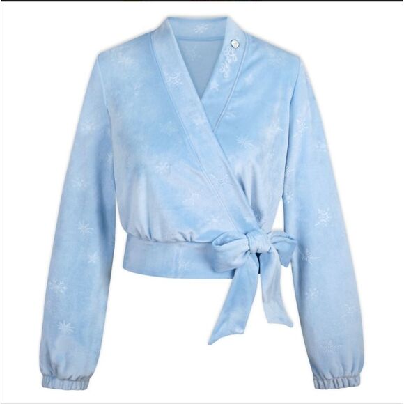 NWT Disney 2X Light Blue Velour Wrap Top Frozen Elsa Sweatshirt - Picture 1 of 11